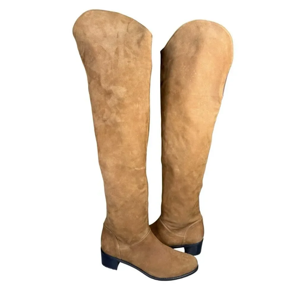 Stuart Weitzman Camel Suede OTK Pull-On Boots Sz 8.5